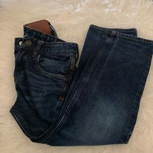 Pair of H&M lightly distressed straight fit jeans